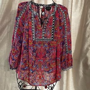 Nicole Miller flowy long sleeve sheer shirt